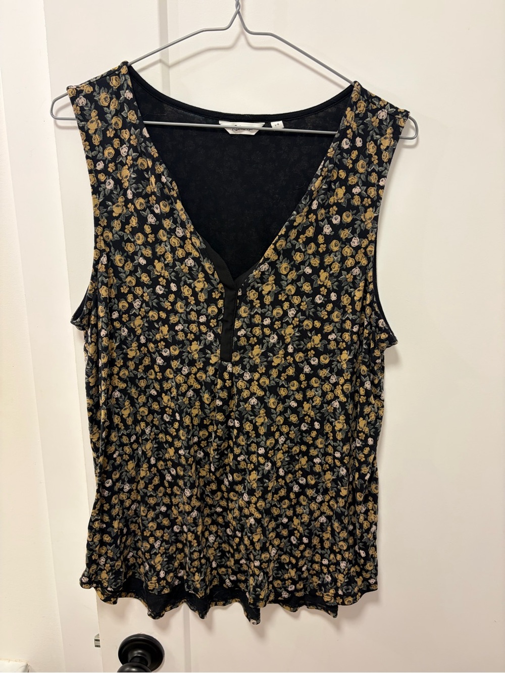 Reitmans Black Tank with Mustard Floral Print